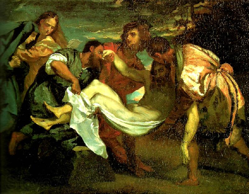 Theodore   Gericault la mise au tombeau d' apres titien Spain oil painting art